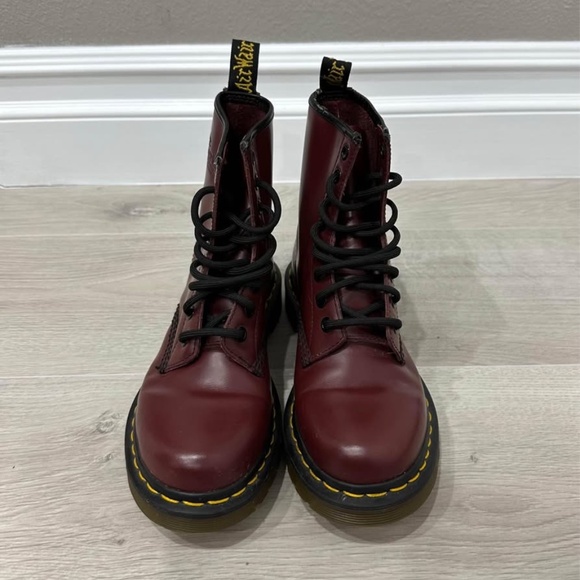Dr. Martens Cherry Red 1460 Smooth Leather Boots - Picture 4 of 6